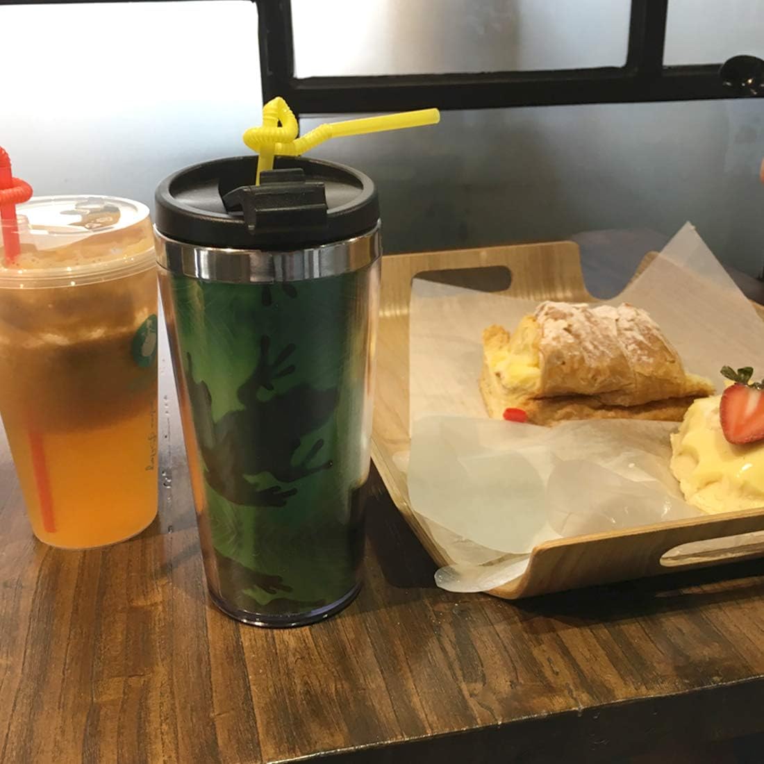 NVJUI JUFOPL Taza de café de viaje con tapa abatible, vaso de café para agua o para el hogar, regalos de cumpleaños para hombres y mujeres, botella