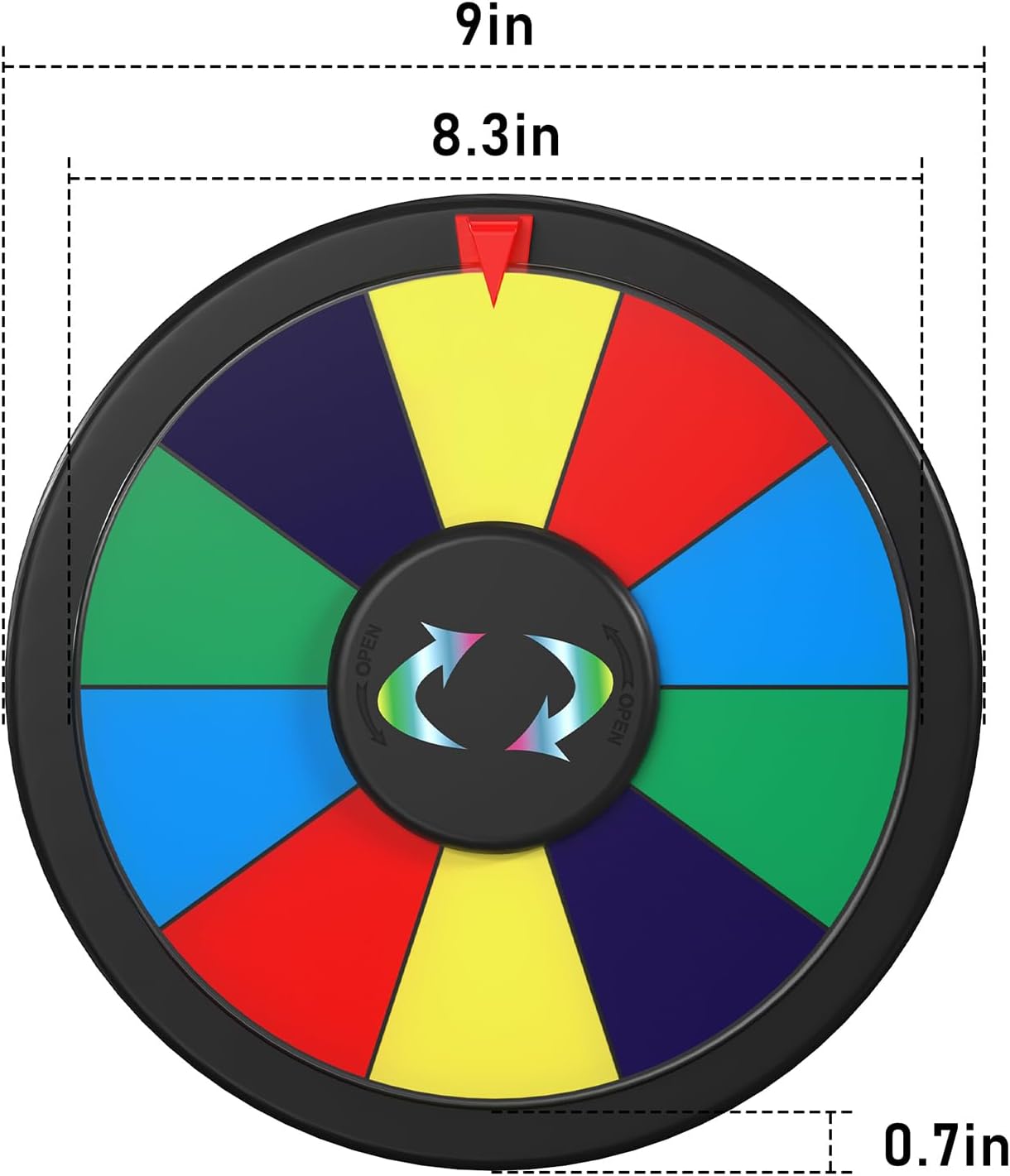 Rueda giratoria de premio de 10 pulgadas  Spinner de mesa colorido de doble cara  Gira la rueda de ruleta para carnaval, feria comercial, gana
