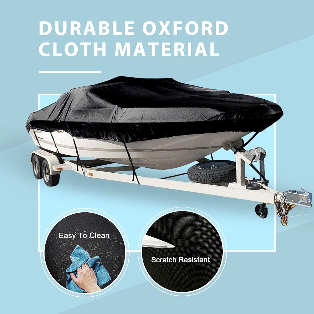 Funda para lancha de 14 pies a 16 pies, revestimiento de poliuretano Oxford de grado marino para lanchas de bajo casco V-Hull, impermeable,