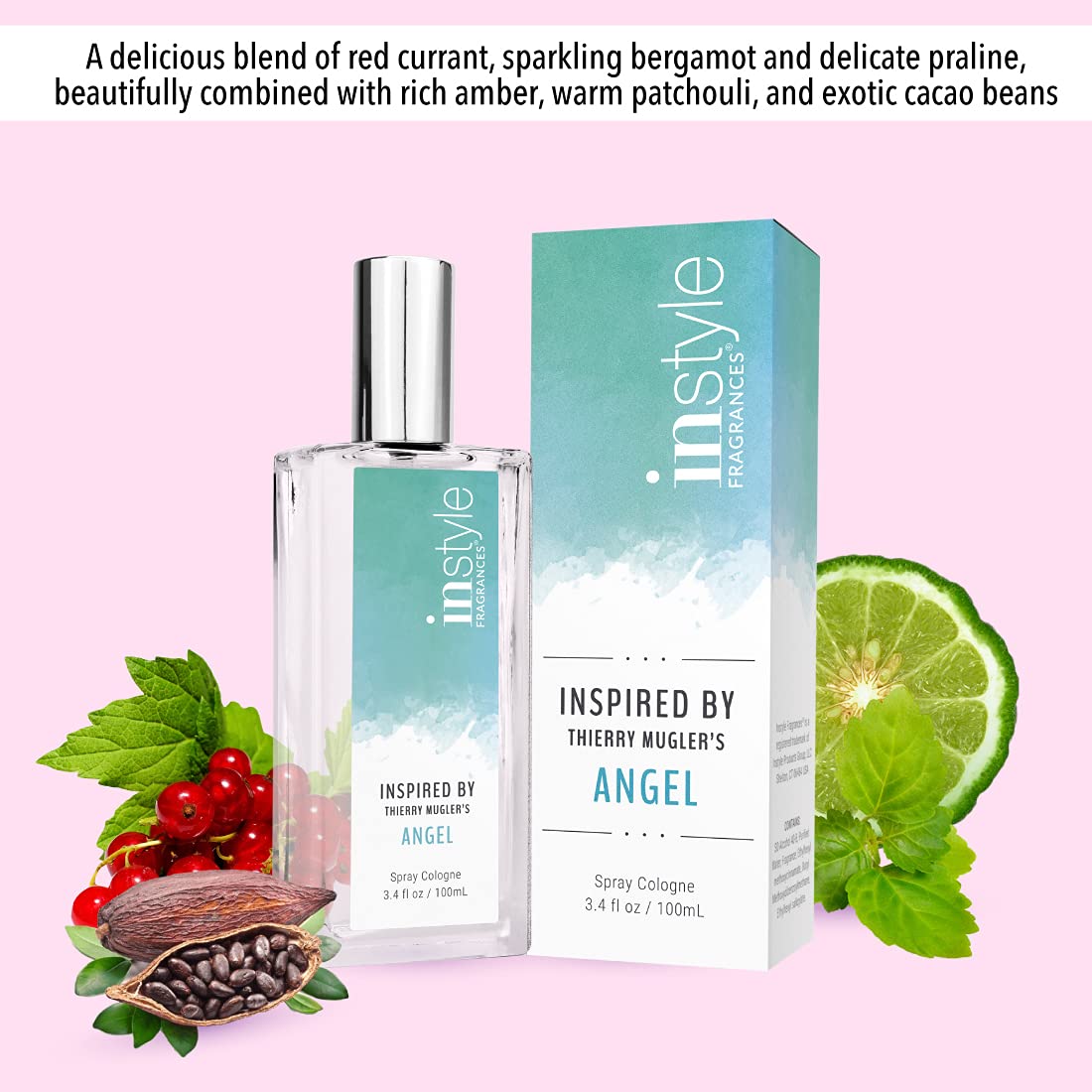 Instyle Fragrances Inspirado en Thierry Mugler’s Angel  Eau de Toilette para mujer  Vegano y sin parabenos  3.4 onzas líquidas (paquete de 2)