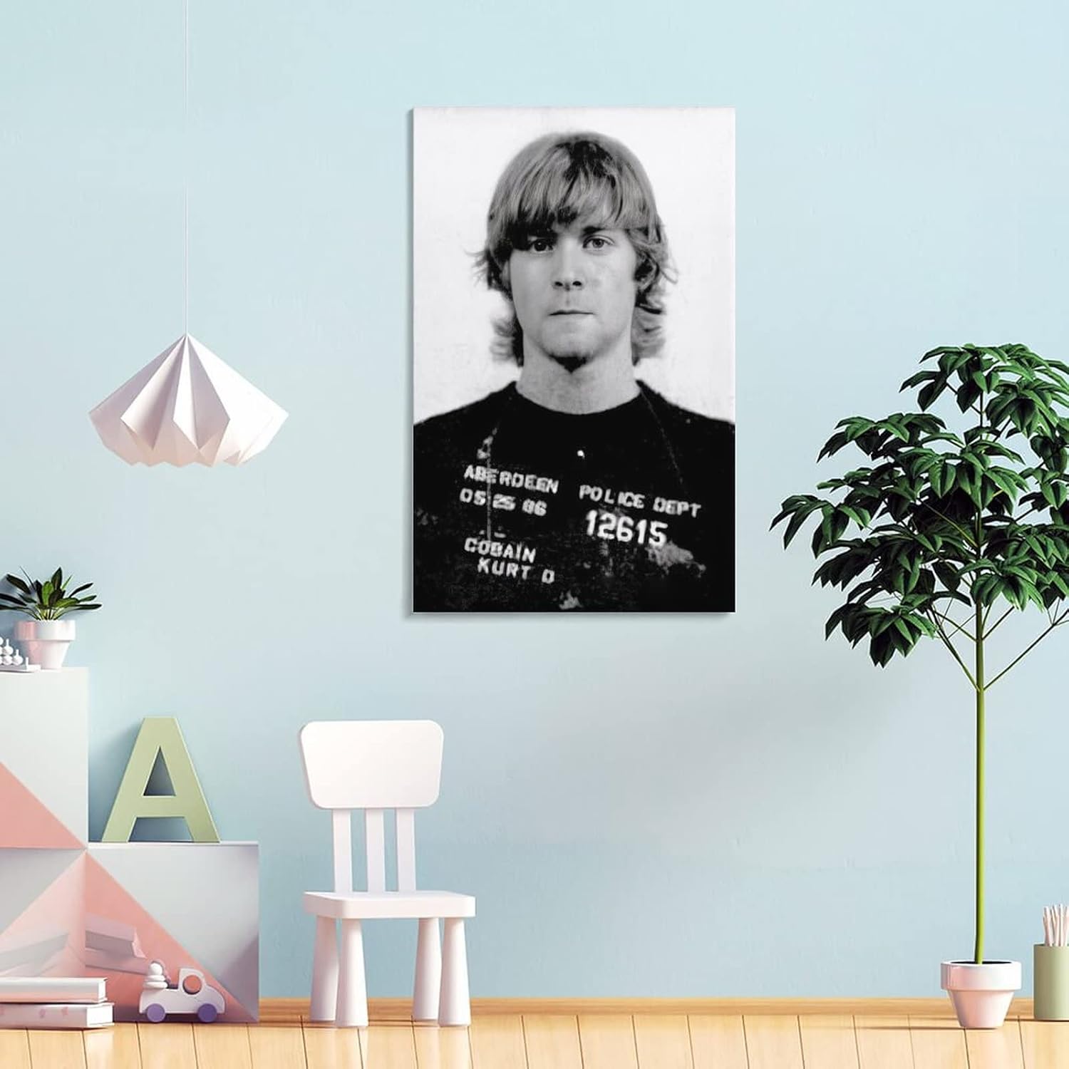 Póster vintage en blanco y negro de mafia Kurt Cobain gángster, póster de retrato, póster de pintura en lienzo, pósteres e impresiones artísticas de