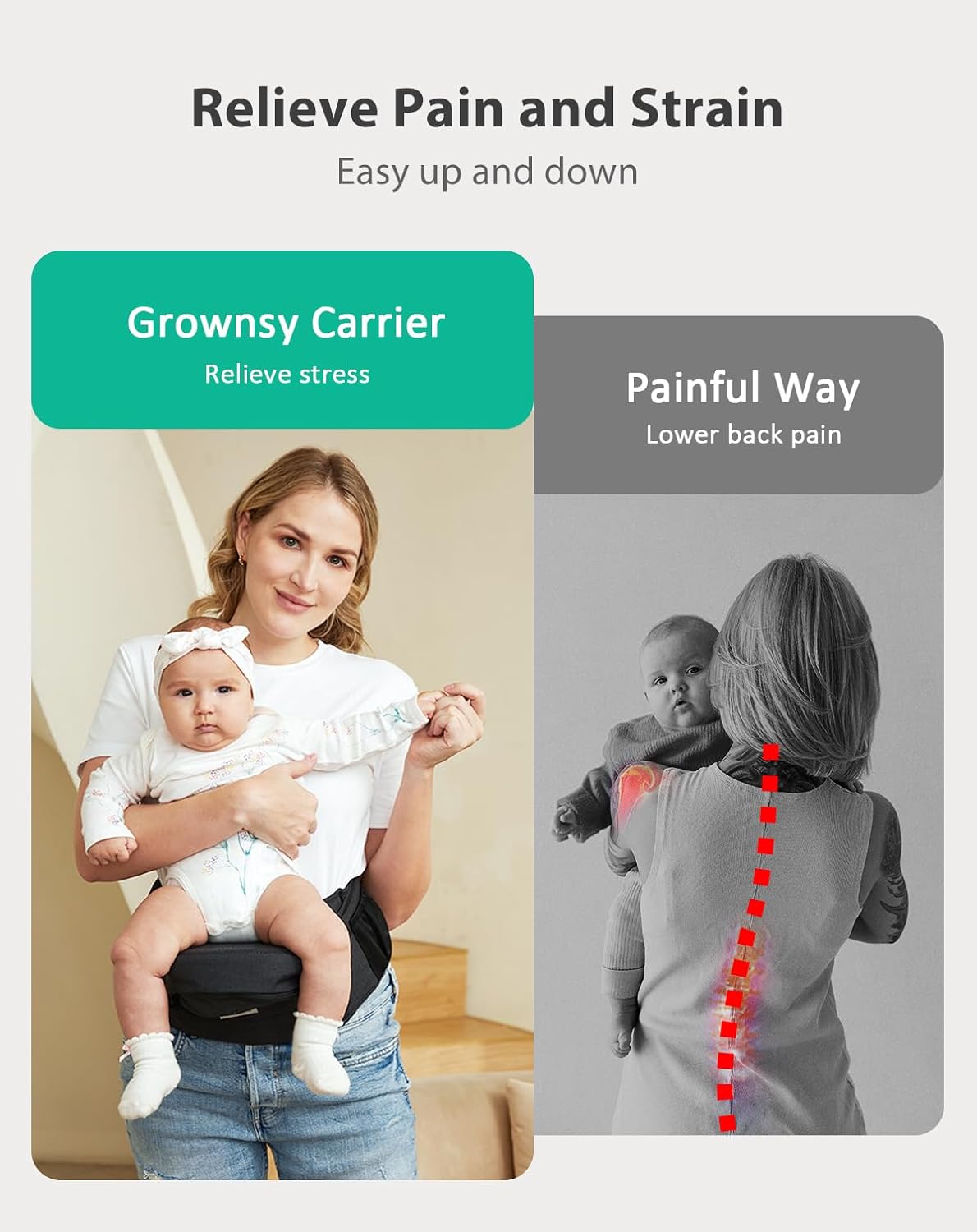 Portabebés ergonómico con múltiples bolsillos, cintura extendida ajustable para recién nacidos y niños pequeños de hasta 50 libras, color negro