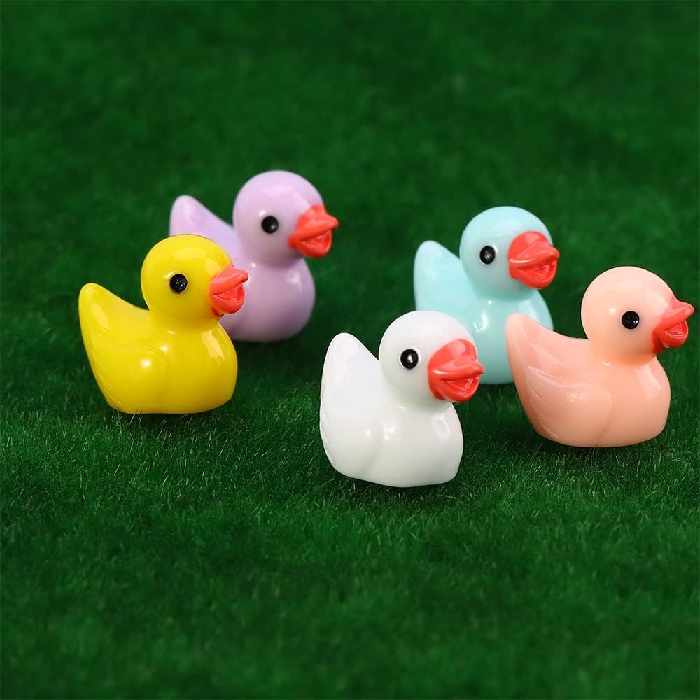 5 piezas de mini patos de resina, decoración de patitos amarillos, micro hadas, jardín, paisaje, pequeños patos, adorno en miniatura (amarillo)