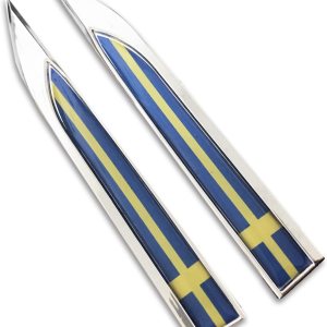 1 par de calcomanías de coche con bandera sueca de Suecia para coche, lado izquierdo y derecho, calcomanía de metal para SAAB 1 par de calcomanías de coche con bandera sueca de Suecia para coche, lado izquierdo y derecho, calcomanía de metal para SAAB