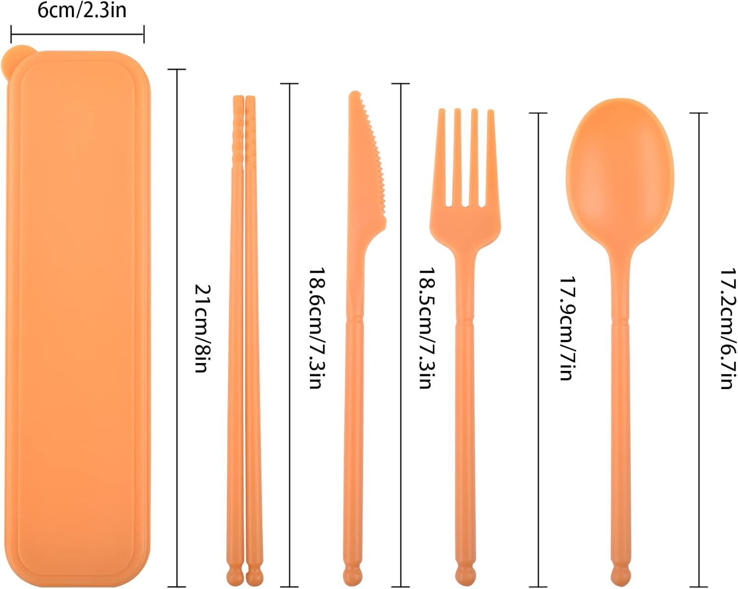Juego de utensilios reutilizables con estuche, 4 juegos de cucharas y tenedores de plástico, juego de utensilios de plástico para camping, juego de