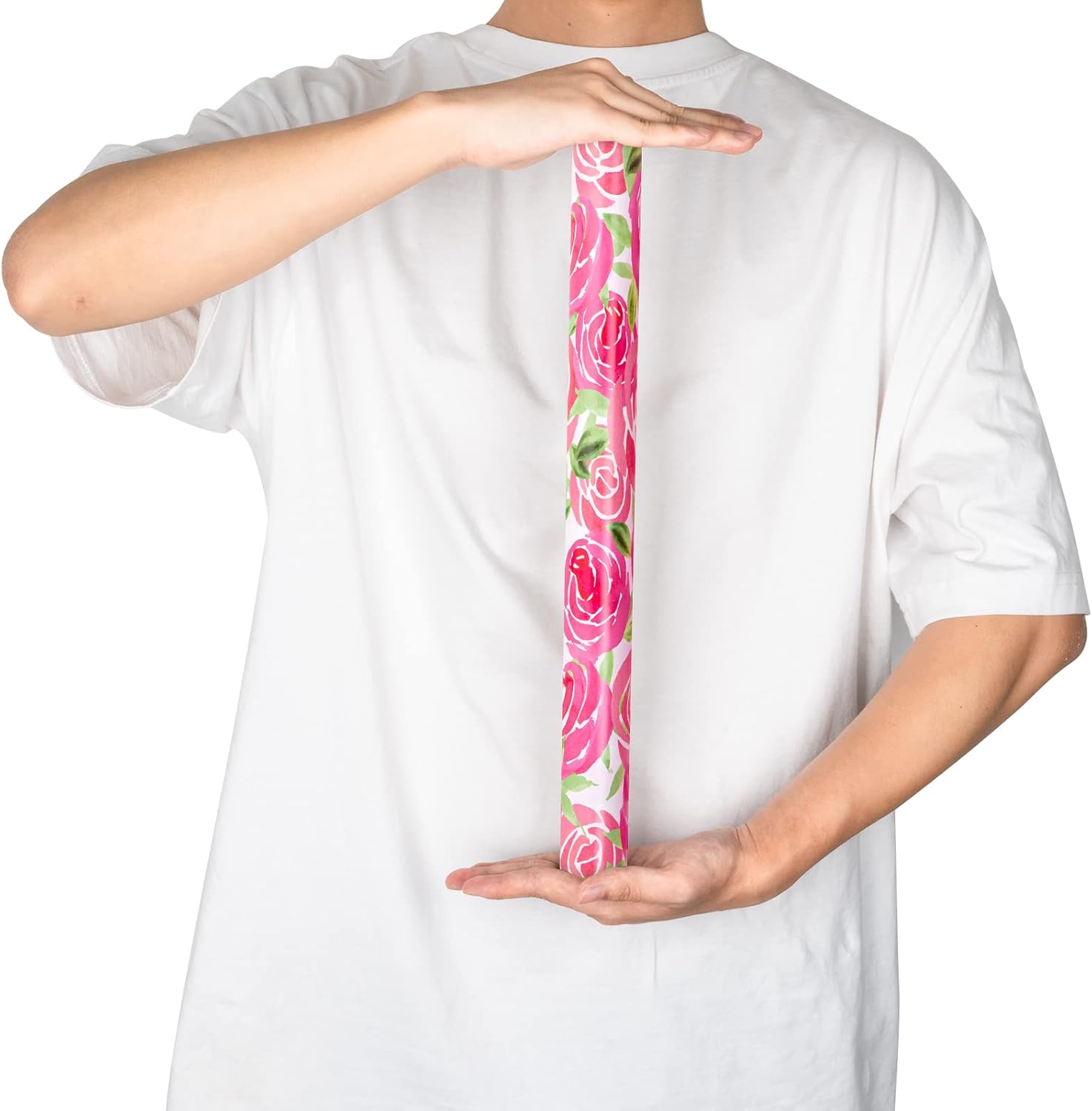 RUSPEPA Rollo de papel de regalo reversible  Mini rollo  Estilo acuarela rosa rosa y patrón de rayas, ideal para el día de la madre, cumpleaños,