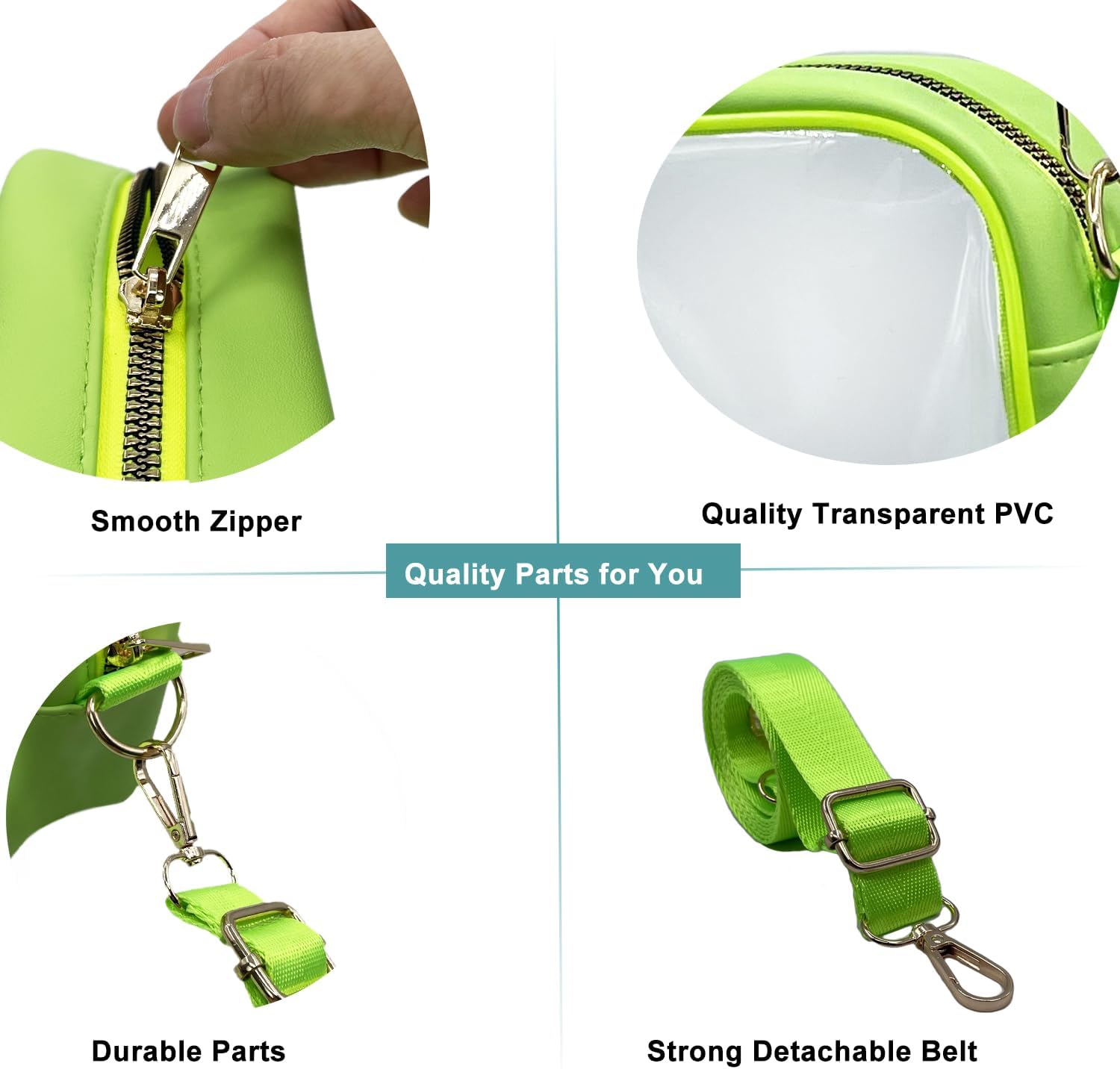 Bolso cruzado transparente aprobado para estadios con correa ajustable para deportes de concierto