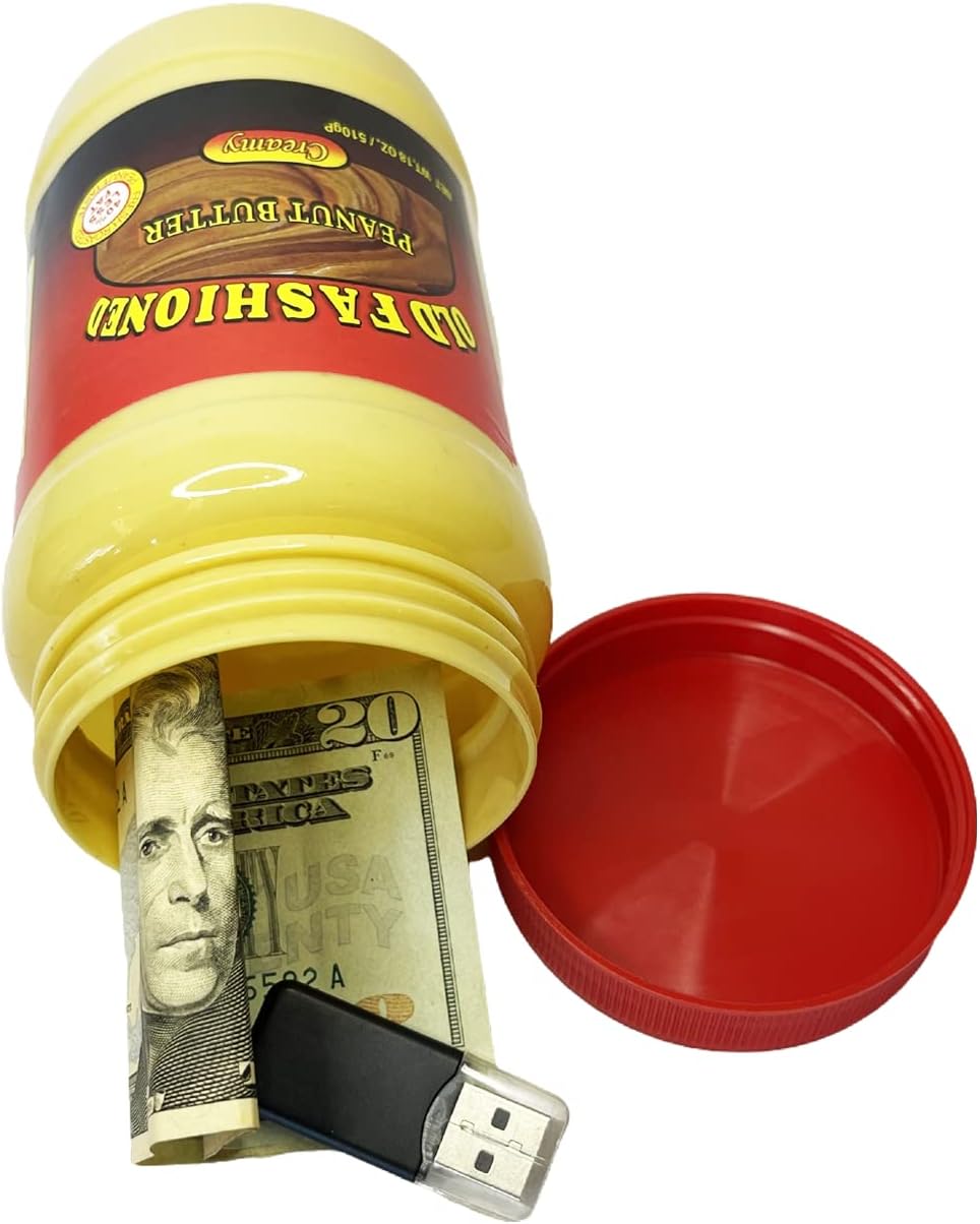 Mantequilla de maní anticuada con bolsa a prueba de olores de grado alimenticio con compartimento oculto para llaves, dinero en efectivo y objetos