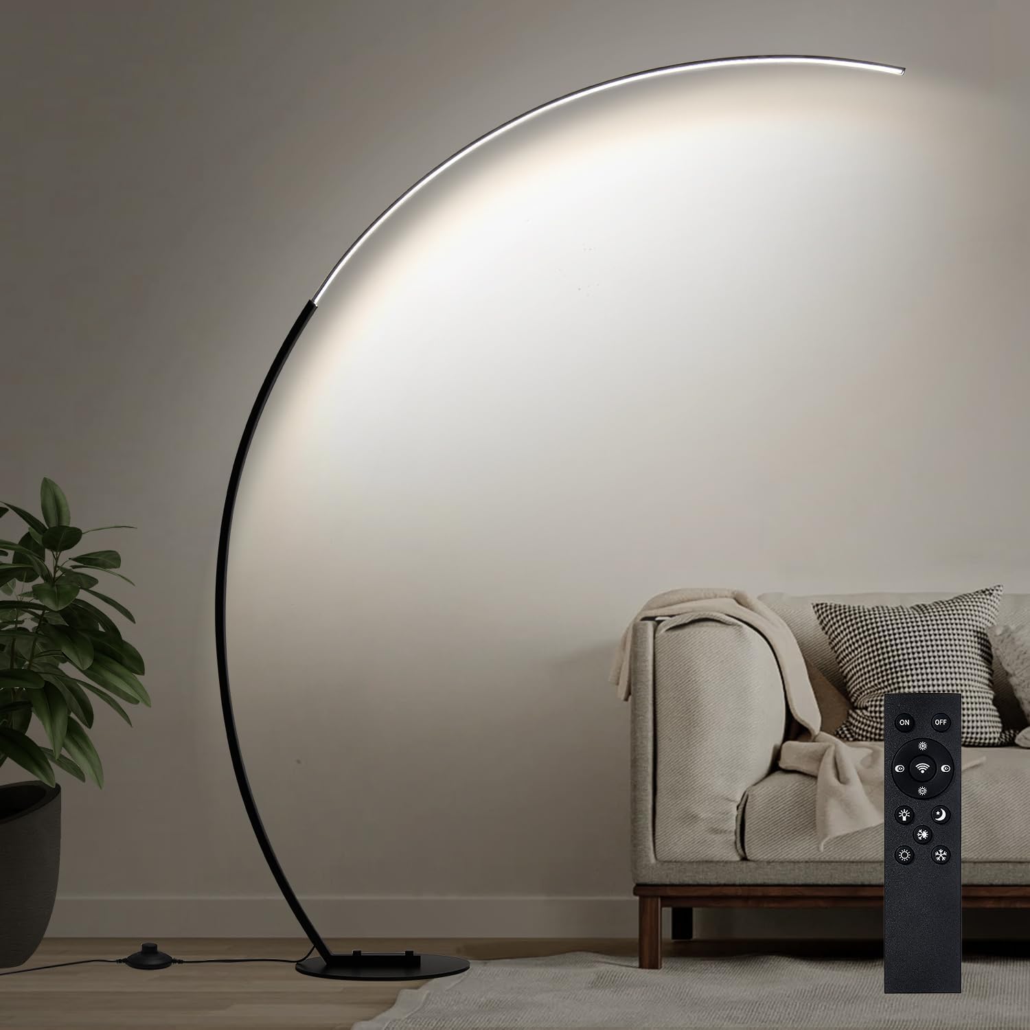 Lámpara de pie LED regulable con 3 temperaturas de color, lámparas de pie de arco ultra brillantes de 2000 lm para sala de estar, lámpara alta de