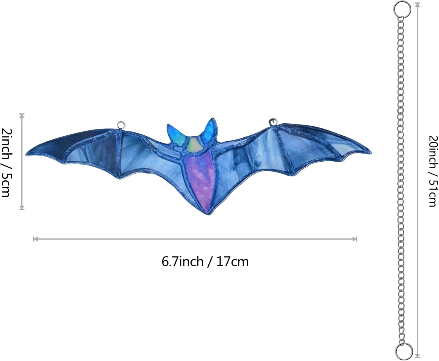 U-MOJO – Atrapasoles de murciélago azul para ventanas, atrapasoles manchados de murciélagos para decoración de Halloween, decoración de pared de