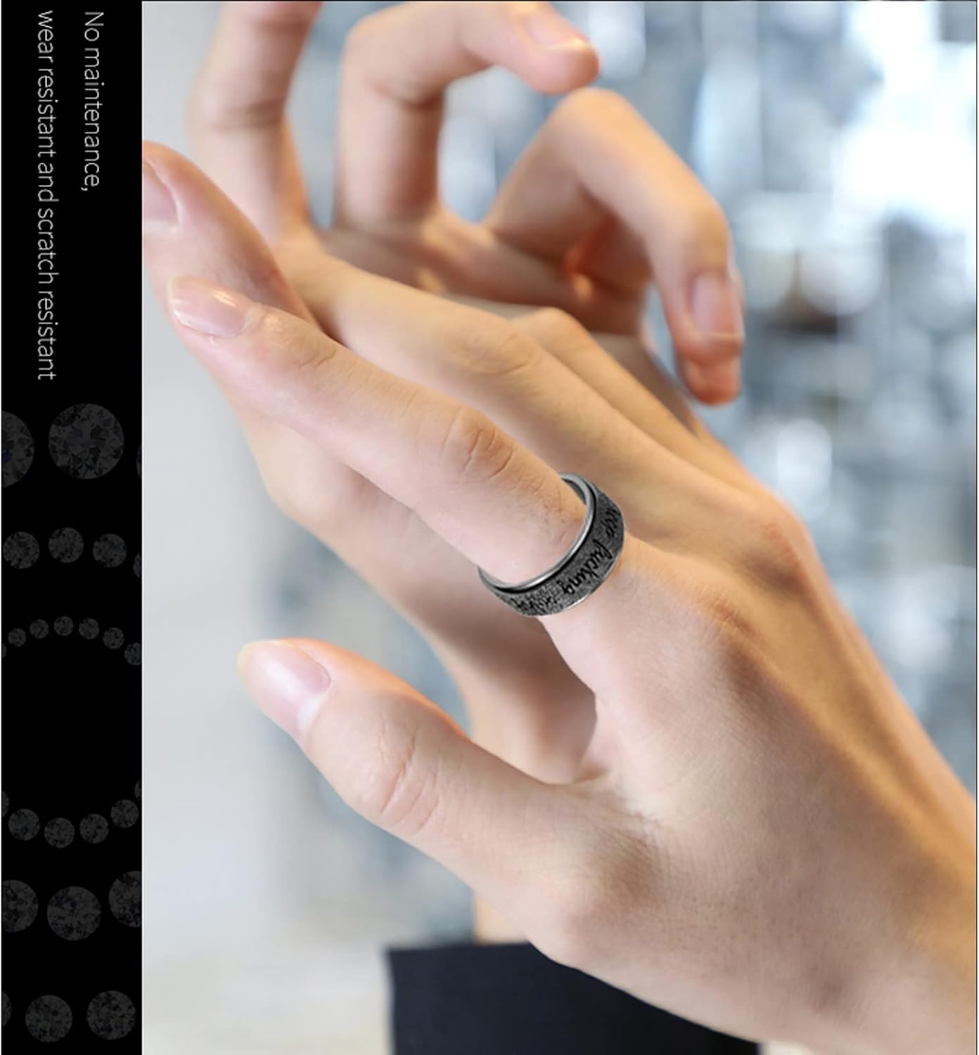 Anillo para ansiedad para mujer anillo giratorio de acero inoxidable con mantra inspirador personalizado para hombres, mujeres y amigos, regalo de