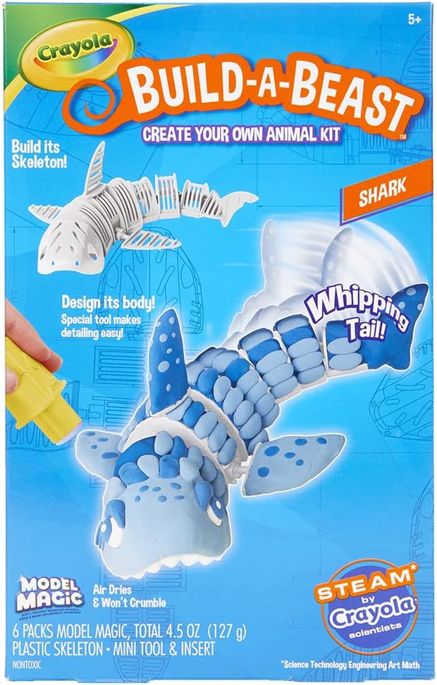Crayola Build A Beast Shark, modelo Magic Craft Kit, regalo de Pascua para niños, 5, 6, 7, 8