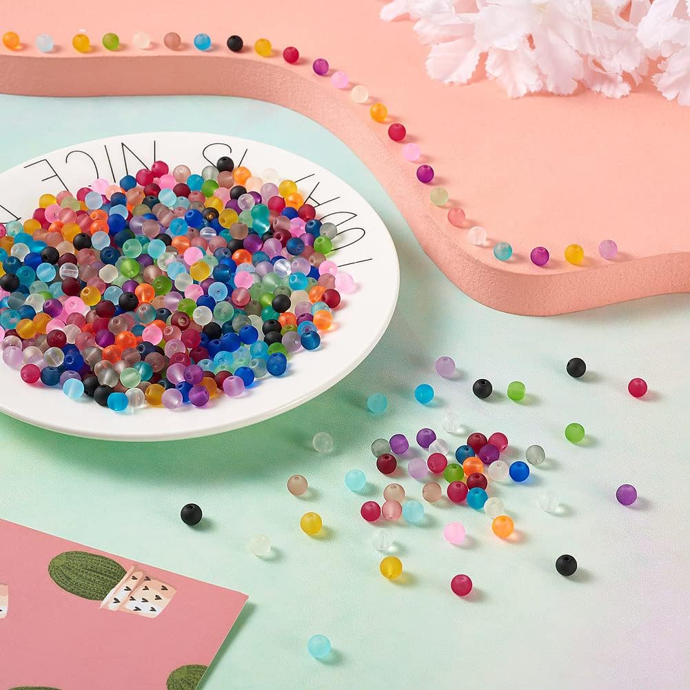 500 cuentas de vidrio esmerilado de 0.236 pulgadas para hacer joyas, 20 colores, cuentas redondas de cristal espaciador para bricolaje, collares,