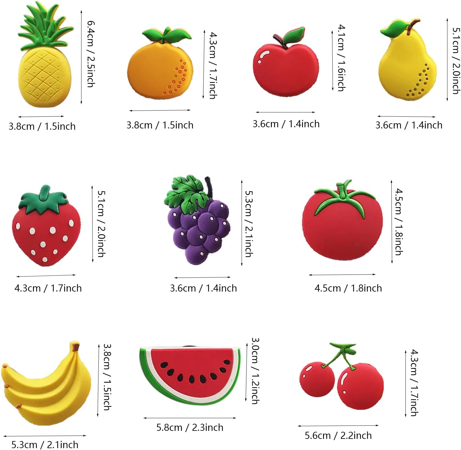 10 imanes de frutas para nevera, imanes para refrigerador, pizarra blanca de frutas, calcomanías magnéticas para decoración del hogar (imanes de