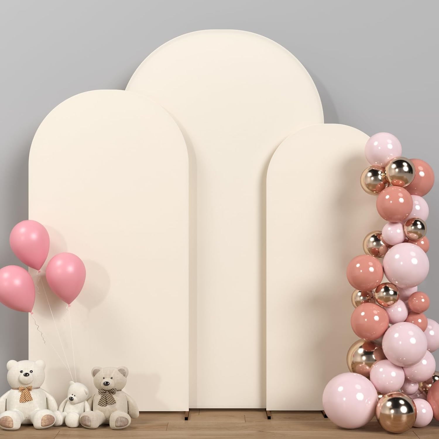Juego de 3 fundas para telón de fondo de arco de boda, cubierta de arco ajustable de elastano para soporte de telón de fondo de Chiara, cubierta de