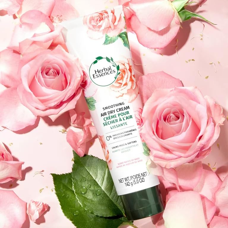 Herbal Essences Crema de secado al aire para todo tipo de cabello, calma el encrespamiento y suaviza, aromas de rosa, 5 onzas (paquete de 3)