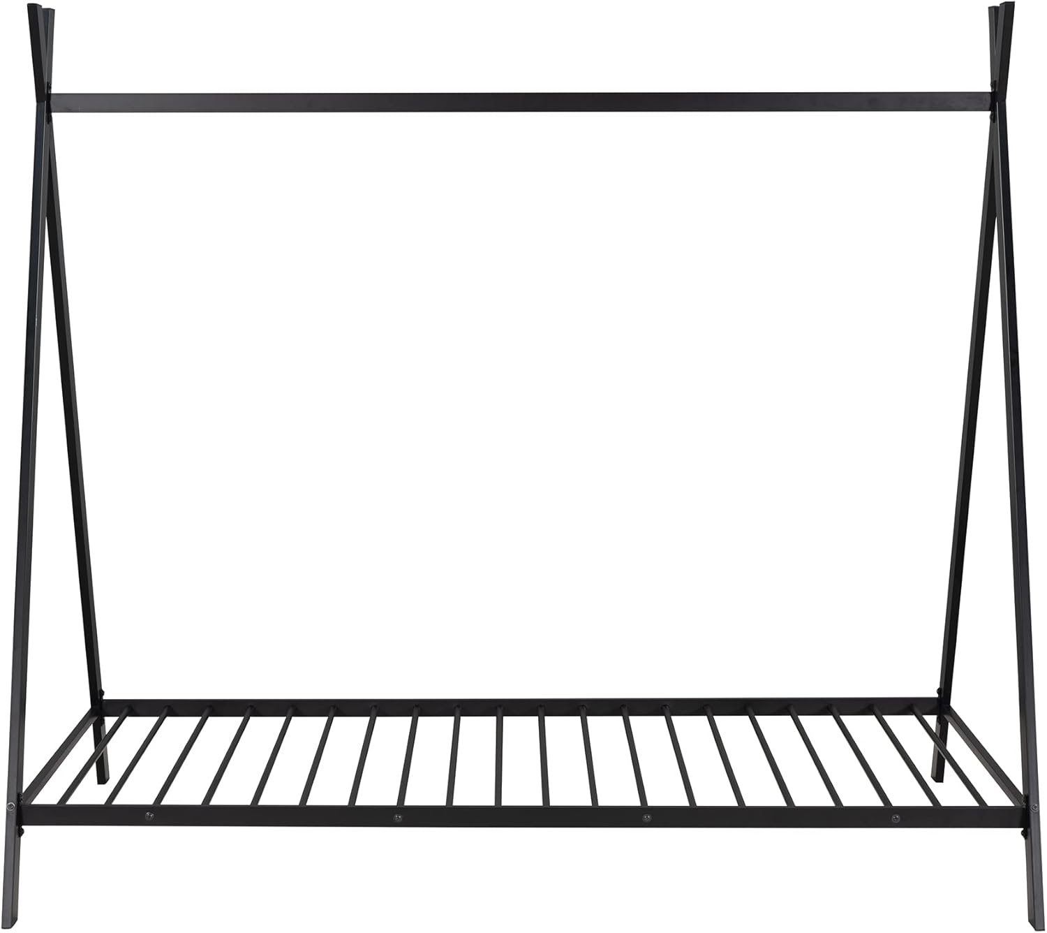 Lifeand Marco de cama de tamaño individual, cama de metal con listones para niños, niñas, niños, no necesita somier, color negro
