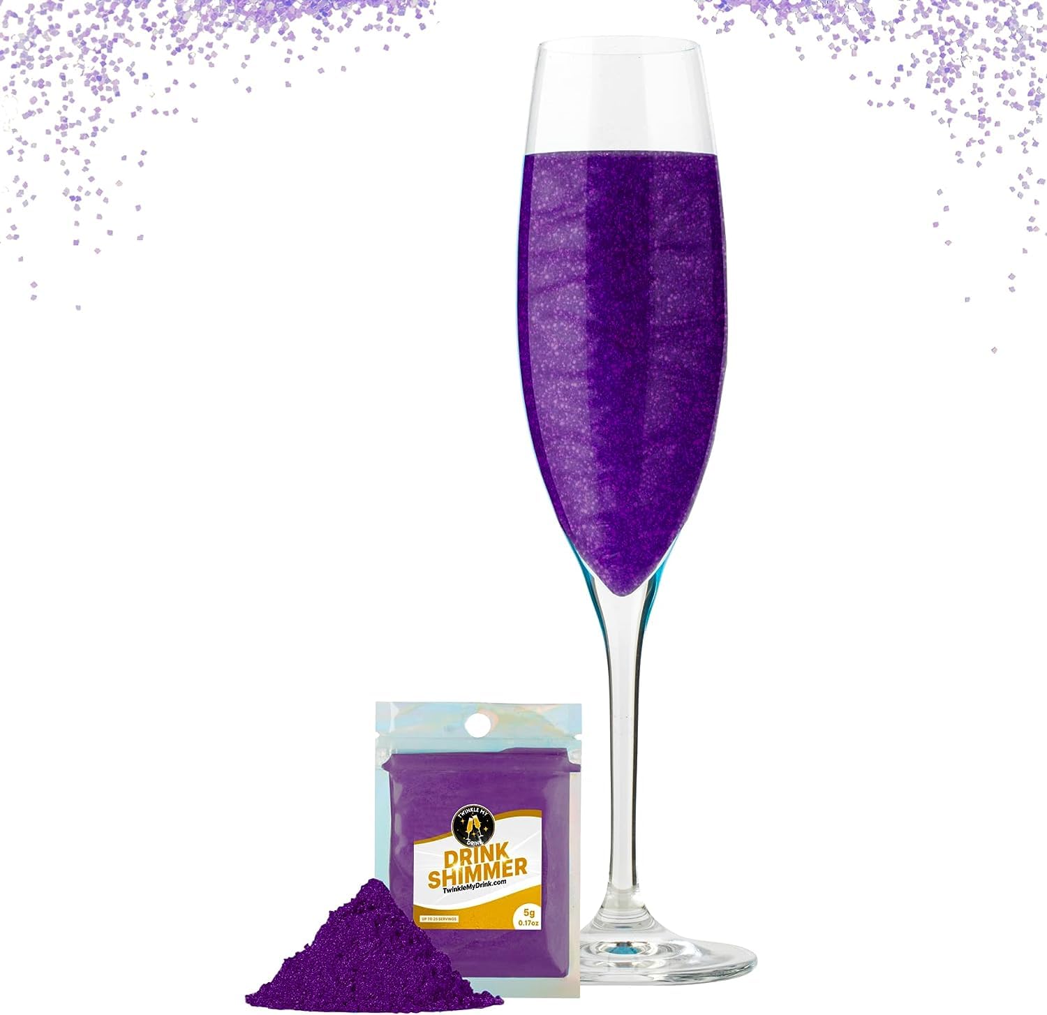 Twinkle My Drink – Purpurina comestible de alta calidad para bebidas, decoración de bebidas de Halloween, colorante comestible morado, purpurina