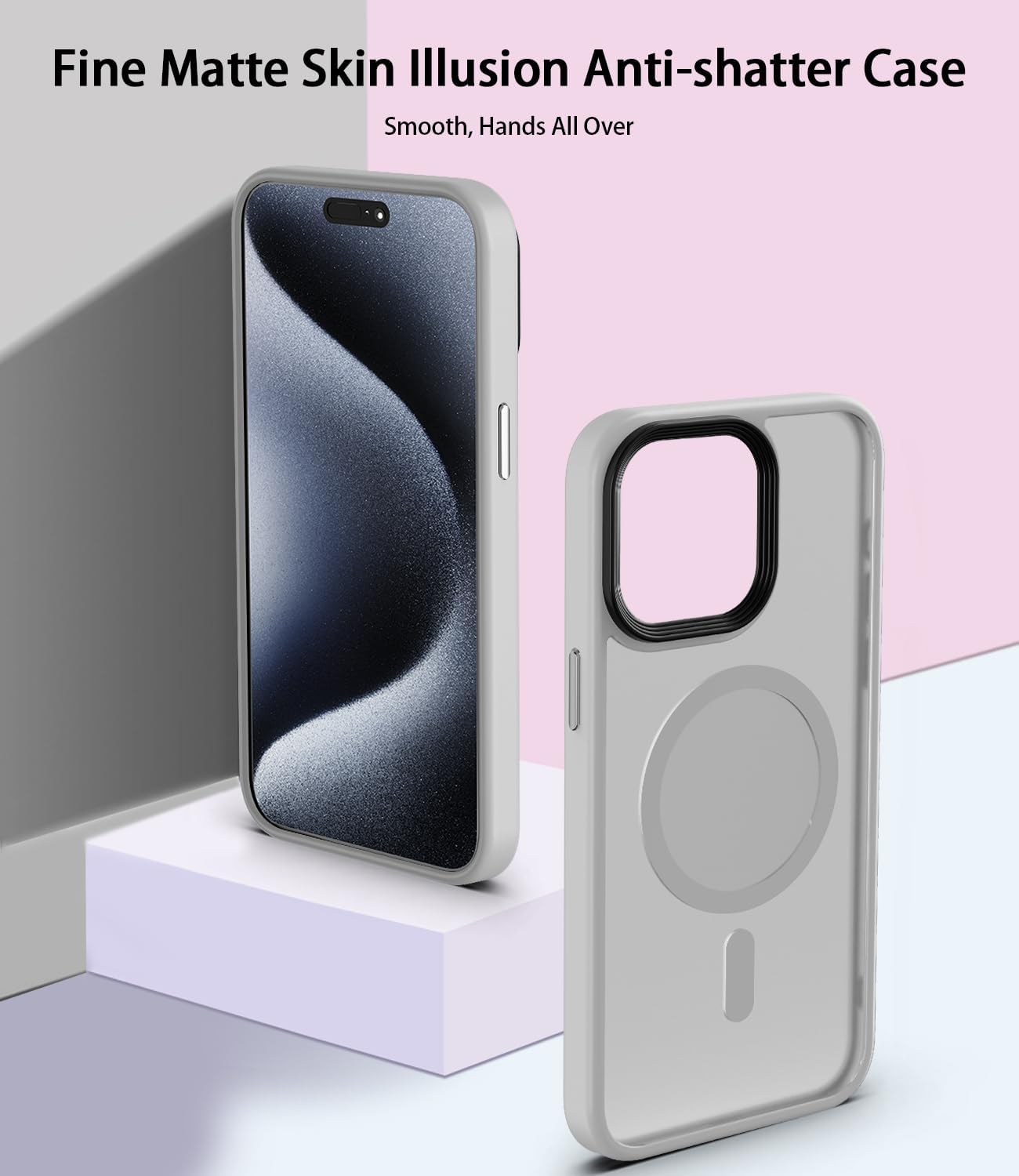 RLXQG – Funda magnética diseñada para iPhone 15 Pro Max probada en caídas de grado militar compatible con MagSafe Funda translúcida mate para iPhone