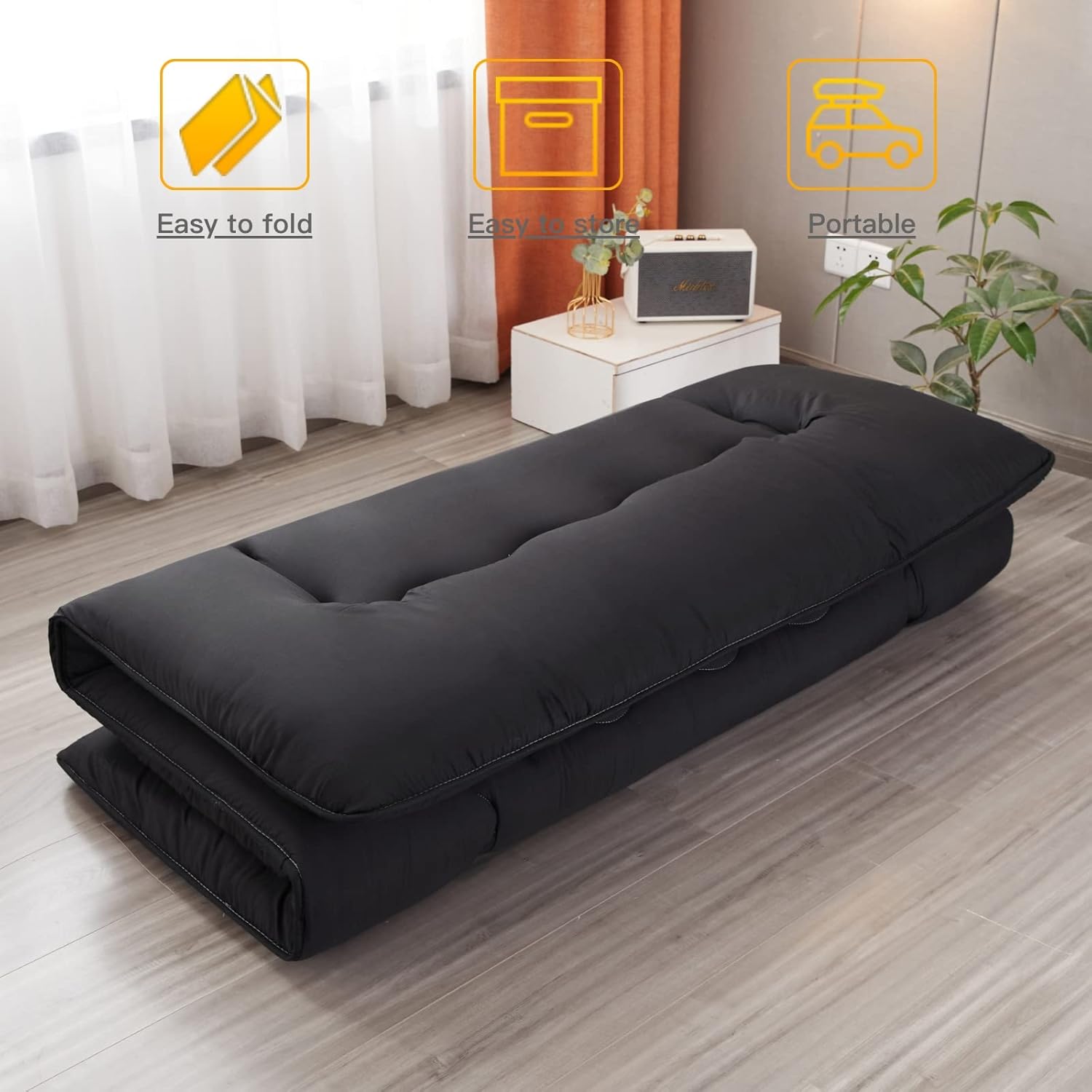 Colchón japonés de suelo futón, tapete grueso de tatami para dormir, colchón plegable enrollable para niños y niñas, protector de colchón para