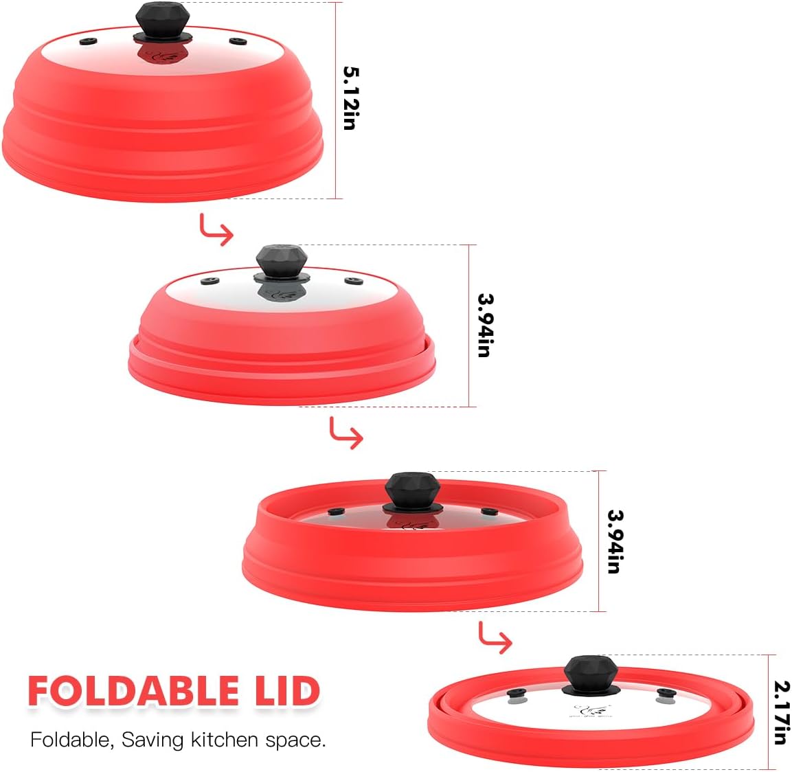 Cubierta de vidrio ventilado para microondas, tapa protectora de salpicaduras con silicona plegable para alimentos como cubierta de placa de 10.5
