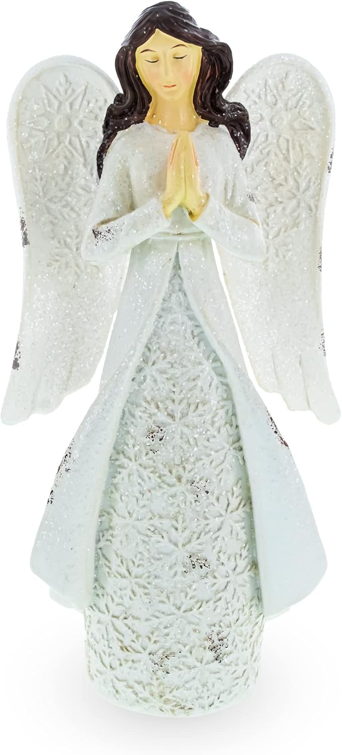 BestPysanky Sereno ángel rezando en copos de nieve vestido figura