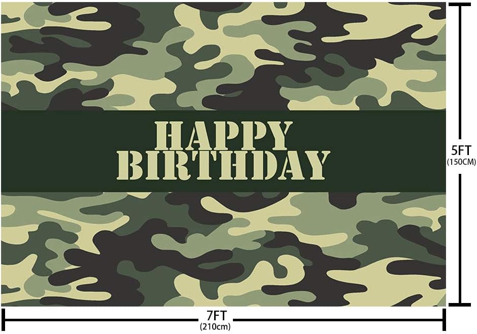 MEHOFOND Decoración de fiesta de cumpleaños de soldado del ejército, telón de fondo de camuflaje verde militar, fondo de fotografía, pancarta para