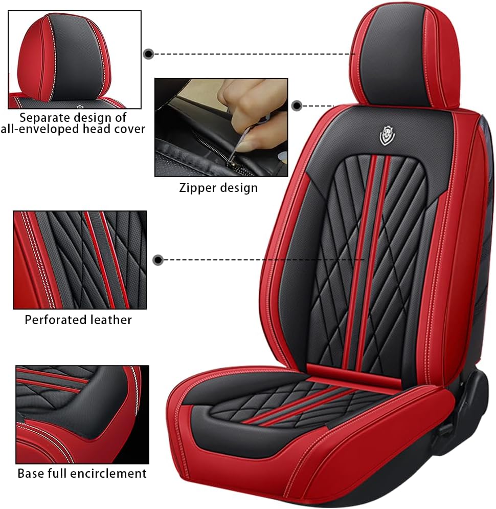 Funda de asiento de automóvil para Dodge Charger 2006-2023, 5 asientos, de piel napa, impermeable, antideslizante, compatible con bolsa de aire,