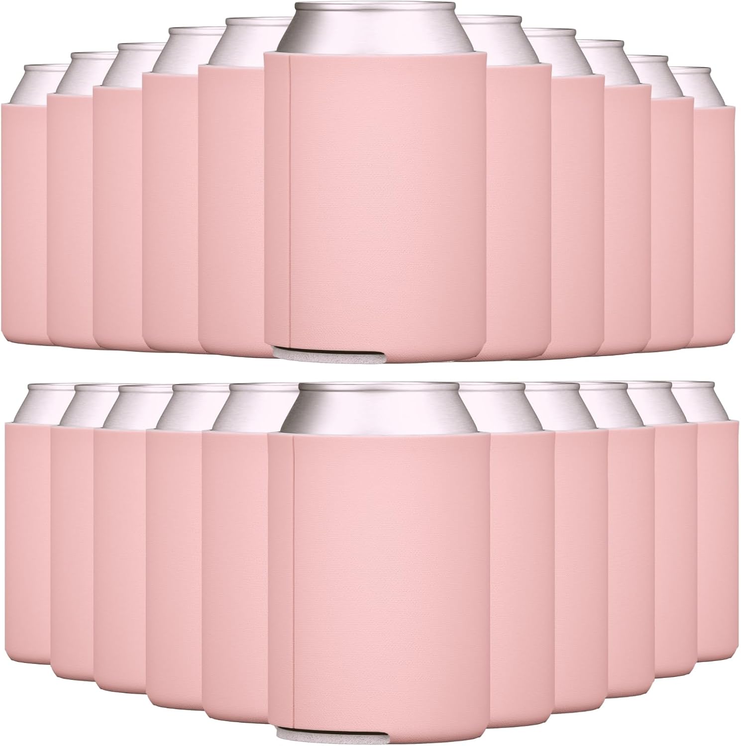 TahoeBay Enfriadores de latas de neopreno (paquete de 25) latas estándar de 12 onzas en blanco para cerveza (rosa polvoriento)