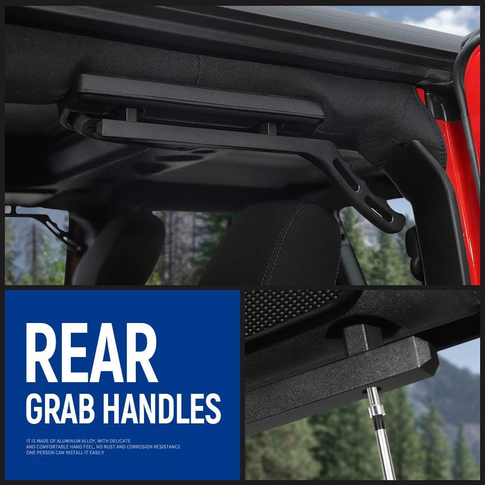 Voodonala Kit de asas de agarre de metal negro para Jeep JK JKU 2 2007-2018 y Unlimited 4 puertas, 4 piezas (versión mejorada)