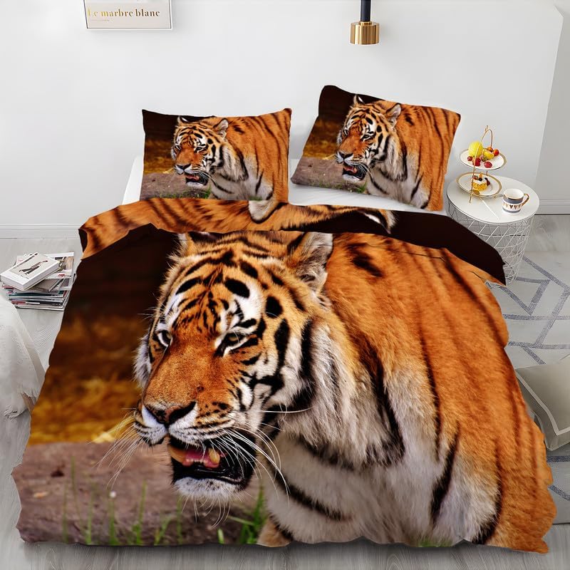 Light Khaki King Duvet Cover Animal Print King Bedding Set Soft Microfiber Comforter Cover and 2 Pillow Shams 20″X36″, Bed Set Duvet Covers with