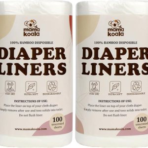 Mama Koala Forros de pañales naturales desechables para pañales de tela, 200 hojas (paquete de 2) Mama Koala Forros de pañales naturales desechables para pañales de tela, 200 hojas (paquete de 2)