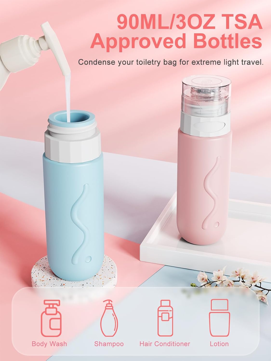 Kits de envases cosméticos recargables para champú, gel de baño, loción de manos, limpiador facial, crema