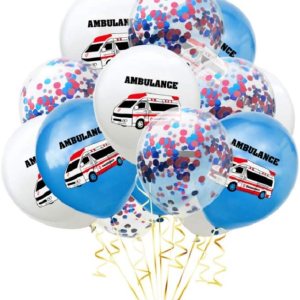 15pcs Globos de látex Ambulancia Vehículo Impresión Globos Globos Confeti para Niños Cumpleaños Fiesta Favores – Azul y Rojo 15pcs Globos de látex Ambulancia Vehículo Impresión Globos Globos Confeti para Niños Cumpleaños Fiesta Favores – Azul y Rojo