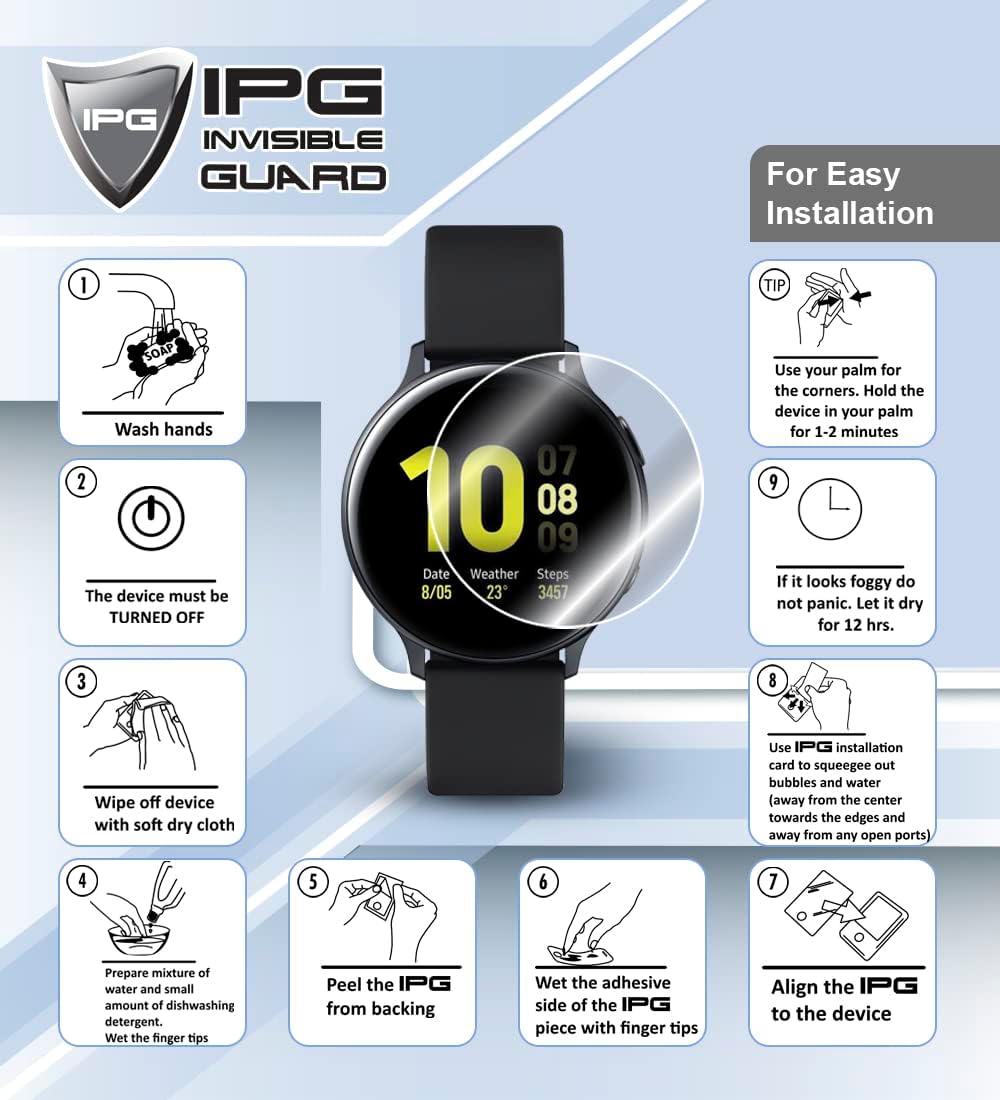 IPG Protector de pantalla de hidrogel para HUAWEI Watch GT 4 de 1.811 in (2 unidades) Invisible HD Clear Film Anti Scratch Guardia