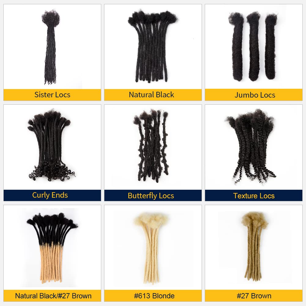 Extensiones de cabello 100% humano de 6 pulgadas, 0.2 in de ancho, 30 hebras hechas a mano, extensiones de rastas permanentes para mujereshombres,