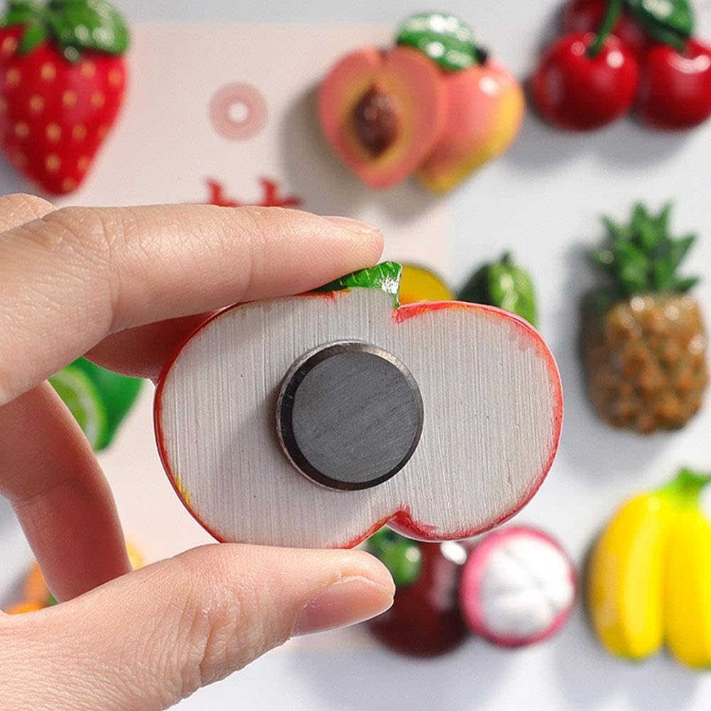 Imanes de frutas para nevera, imanes para refrigerador de verduras, resina 3D, imanes divertidos para nevera, lindos imanes de refrigerador para