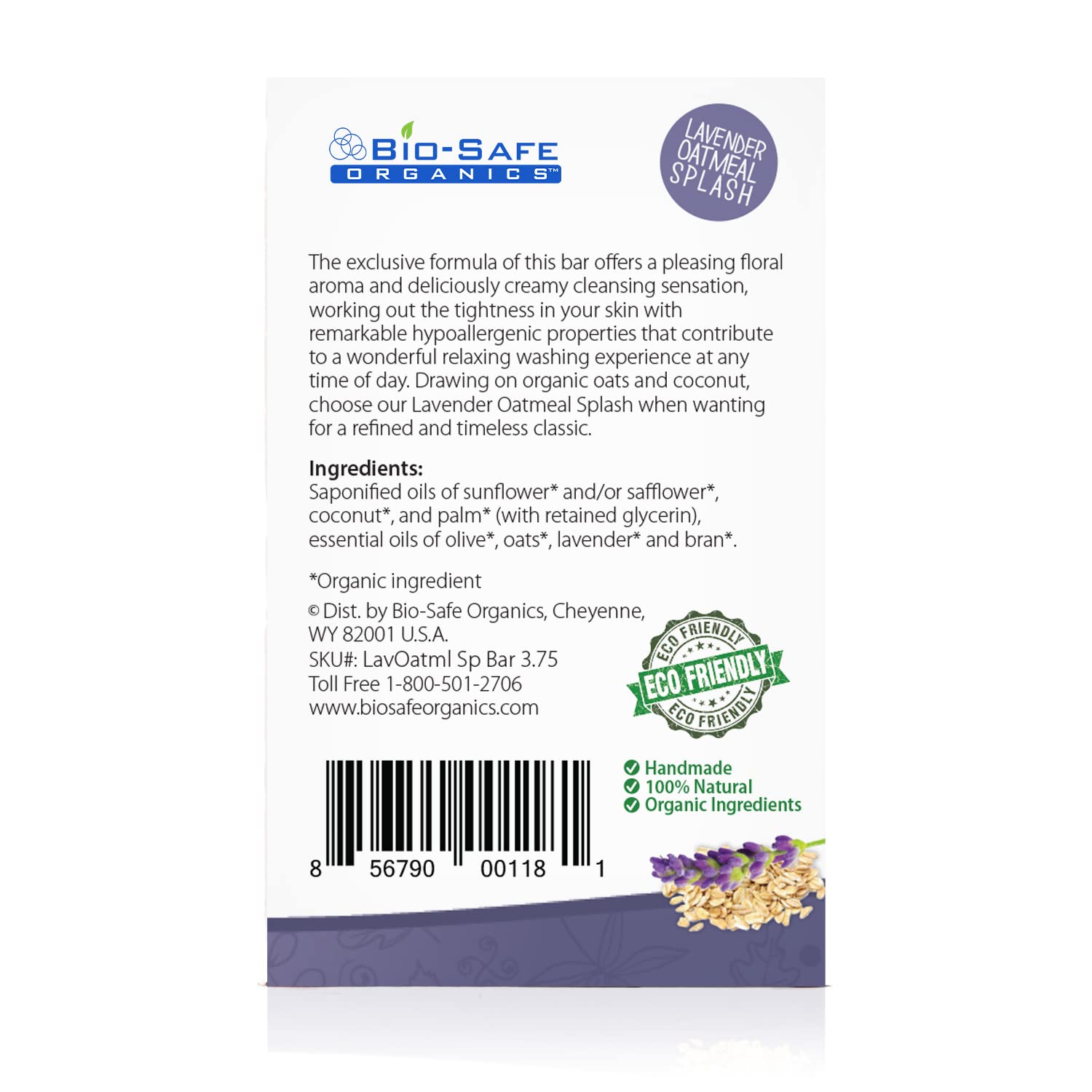 Jabón orgánico de avena de lavanda  Jabón de baño lujoso 100% orgánico hecho a mano  Jabón natural  Aromaterapia relajante para todas las pieles