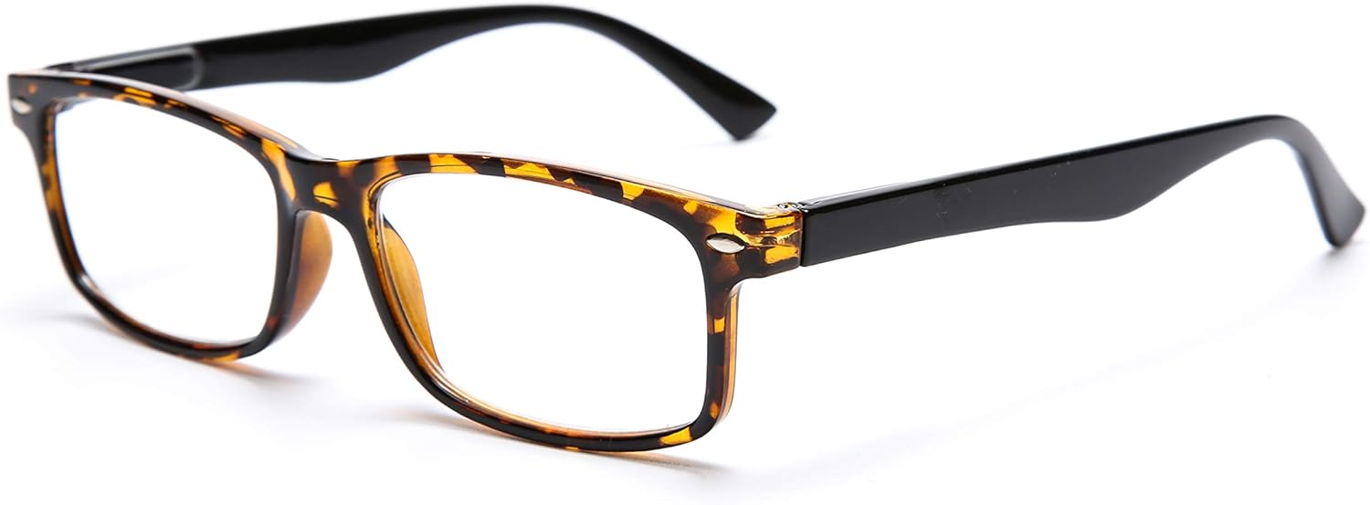 Paquete de 5 lentes de lectura unisex rectangulares vintage con marco de plástico para hombres y mujeres
