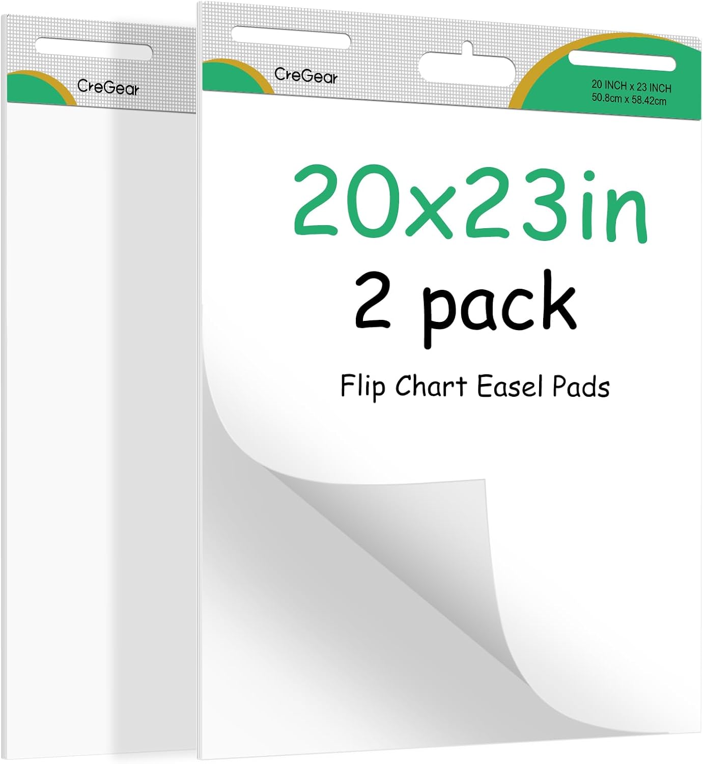 CREGEAR Papel de carta para profesores, papel de caballete de 20 x 23 pulgadas, bloc de papel de caballete para pizarra blanca con 10 marcadores