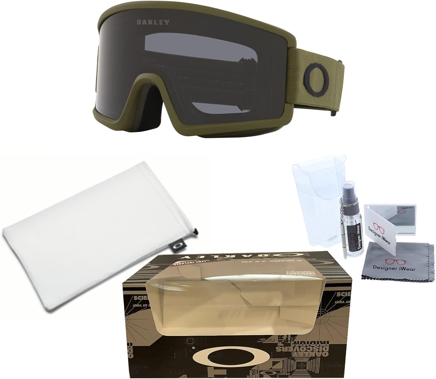 Oakley Target Line – Gafas de esquí medianasgrandes para hombres y mujeres, OO7120, OO7121 + paquete con kit de lentes de diseñador iWear