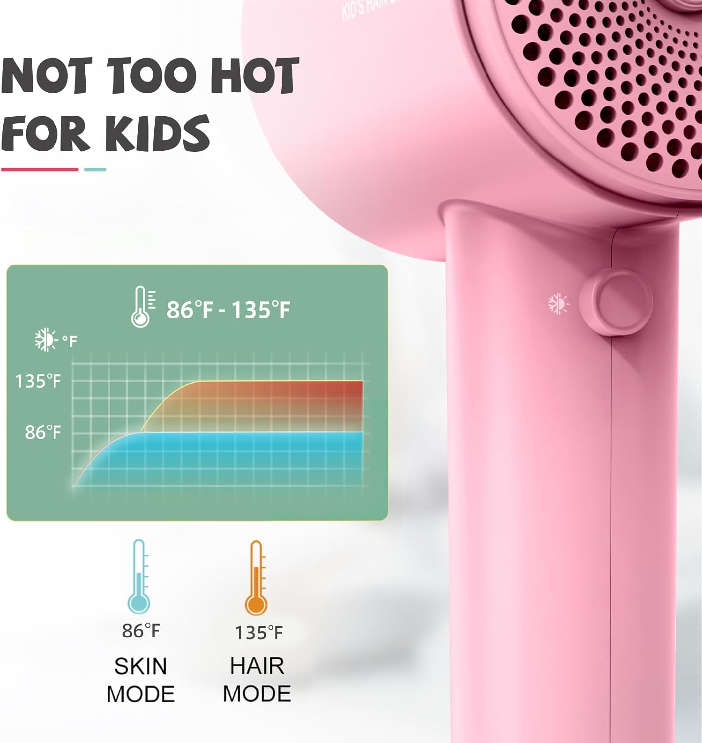 Feekaa Secador de pelo para niños, mini secadora portátil con difusor, secador de pelo pequeño silencioso para niños, secador de pelo compacto para