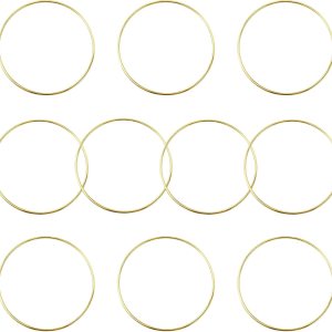 AUEAR, Paquete de 10 anillos de metal dorado de 4 pulgadas para atrapasueños de macramé para decoración de mesa AUEAR, Paquete de 10 anillos de metal dorado de 4 pulgadas para atrapasueños de macramé para decoración de mesa