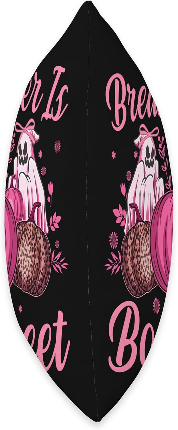 October Breast Cancer Awareness Month Halloween Breast Cancer is Boo – Almohada de sábana, 16 x 16 pulgadas, multicolor
