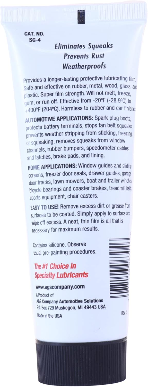 AGS SIL-Glyde – Tubo de 4 onzas Lubricante multiusos excepcional, ideal para todas las superficies, compuesto lubricante y resistente a la