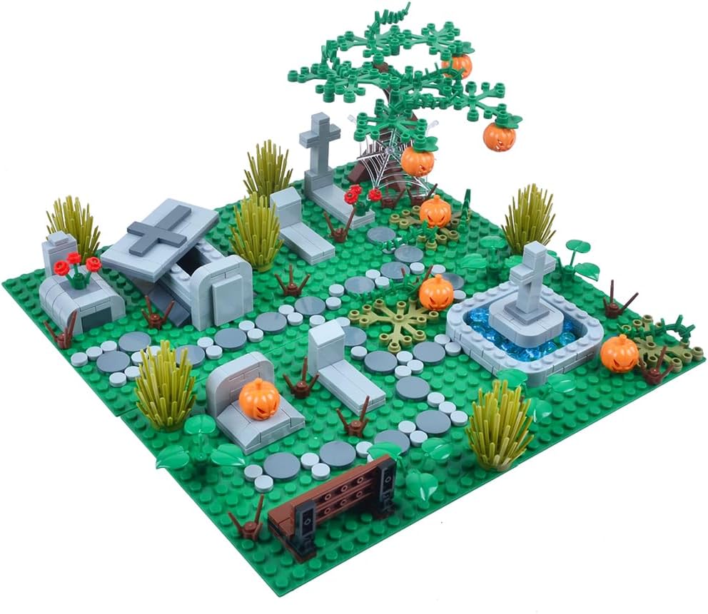 Juego de mini ladrillos embrujados de Halloween, juego de cementerio, bloques de construcción, arquitectura, ladrillos de construcción, juego de