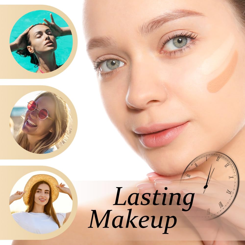 Juego de imprimación líquida, cobertura completa, control de aceite, transpirable, invisible, corrector con base facial, esponja de maquillaje