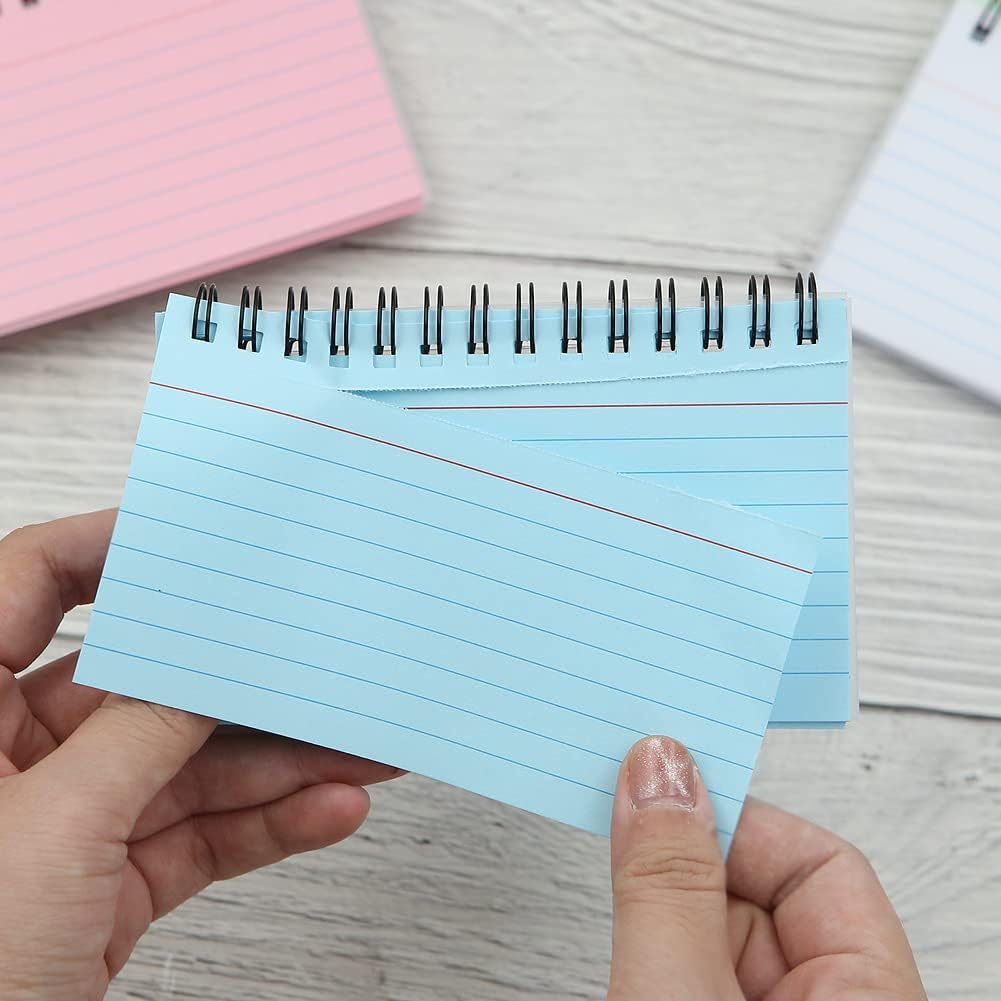 Paquete de 5 tarjetas de índice, 250 hojas de 3 x 5 pulgadas, tarjetas flash con forro multicolor de fácil desgarro, tarjetas de registro de