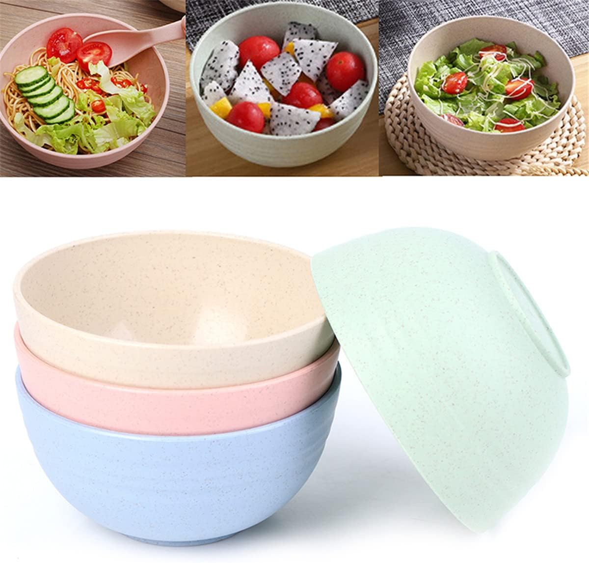 Cuencos de paja de 4 trigos, elegantes cuencos pequeños aptos para microondas, fuertes e irrompibles para cena, arroz, postre, aperitivos, fideos,