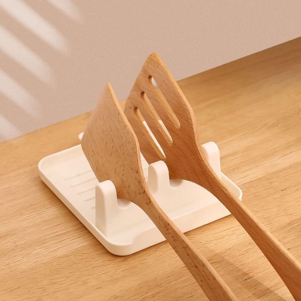Soporte de tapa de olla de silicona con soporte para cucharón de sopa de cocina, estante de almacenamiento de espátula, organizador de espátula,
